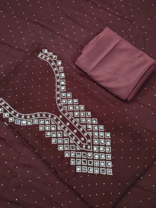 Royal Maroon Mirrorwork Suit - Image 3