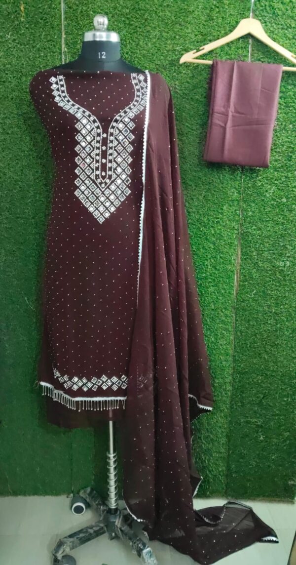 Royal Maroon Mirrorwork Suit - Image 4
