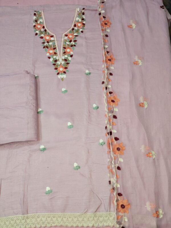 Cotton Embroidered Pink Dress - Image 3