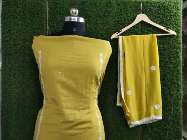 Mustard Floral Embroidered Suit - Image 5